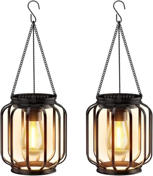 Faroles solares impermeables para exteriores, paquete de 2 l