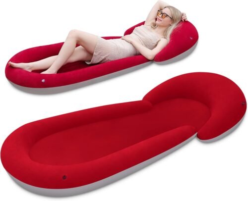 Alfombra de playa inflable, 70 x 29 pulgadas, superficie flo