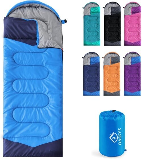 oaskys Saco de dormir para campamento, 3 estaciones, clima c