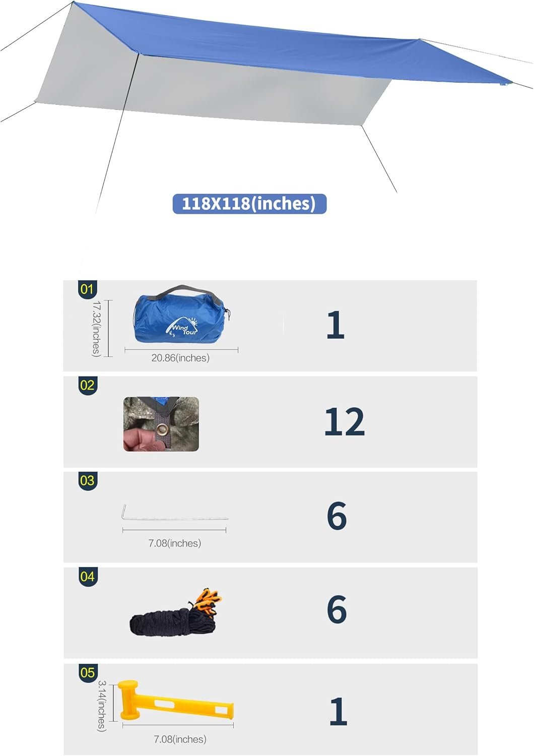 Wind Tour Tienda de campaña multifuncional portátil, huella, - Imagen 2