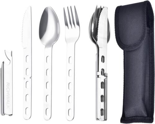 Juego de cubiertos de camping 4 piezas Utensilios de comer c