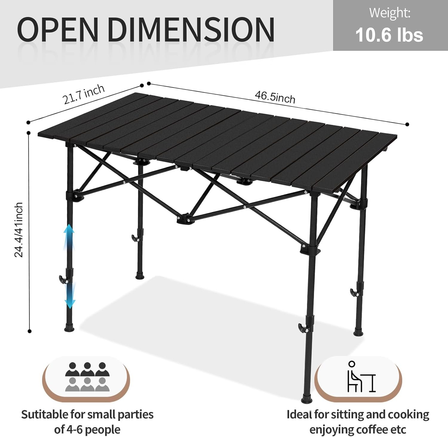 SHANQUAN Mesa de campamento plegable, 46.5 x 21.7 pulgadas, - Imagen 2