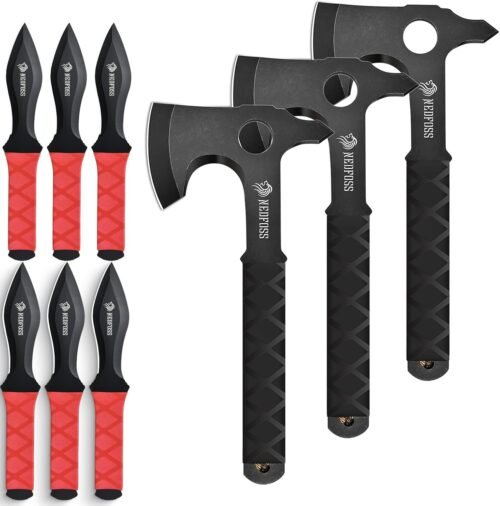 NedFoss Juego de hachas y cuchillos, 9 unidades de hacha de