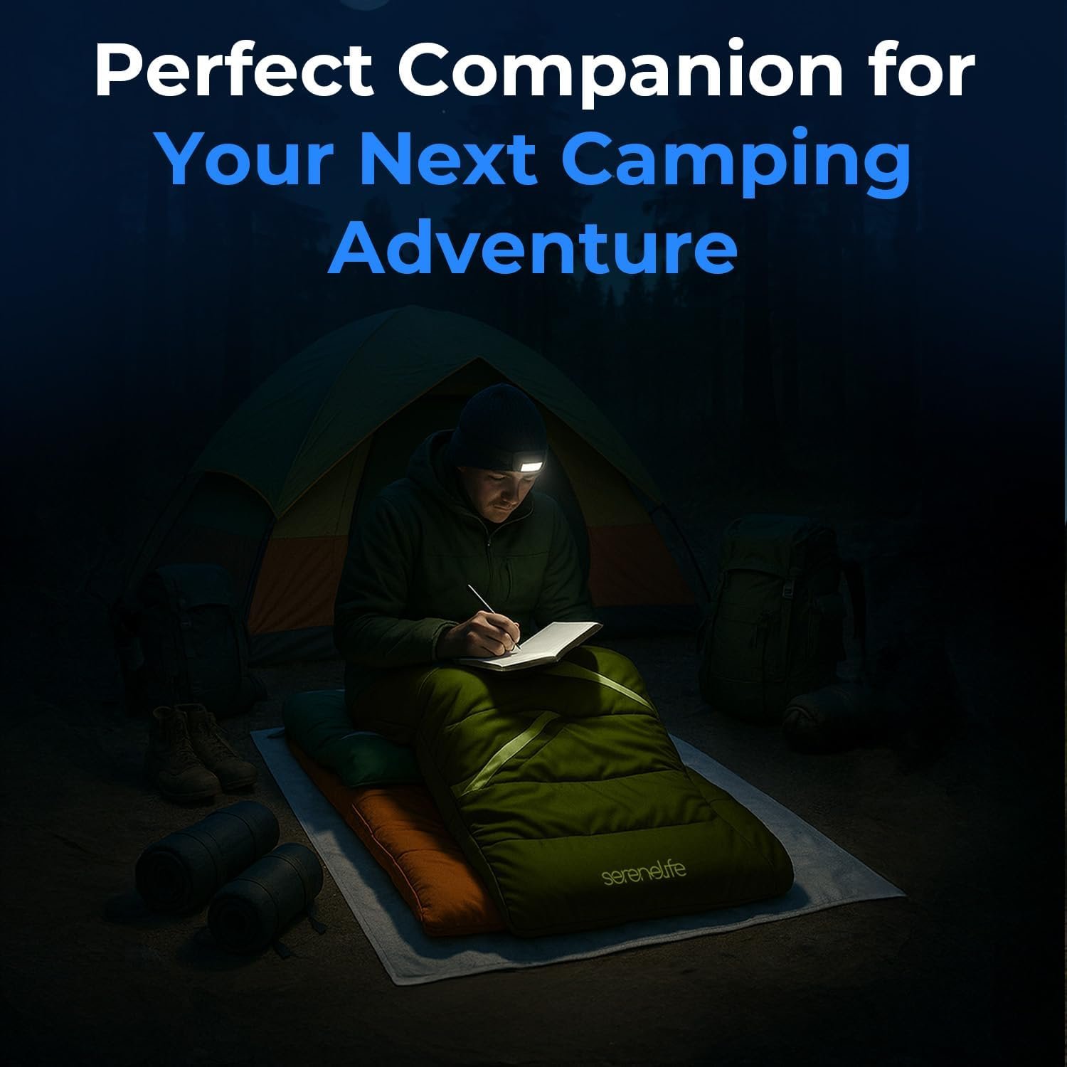 SereneLife Saco de dormir doble con almohadas, impermeable y - Imagen 4