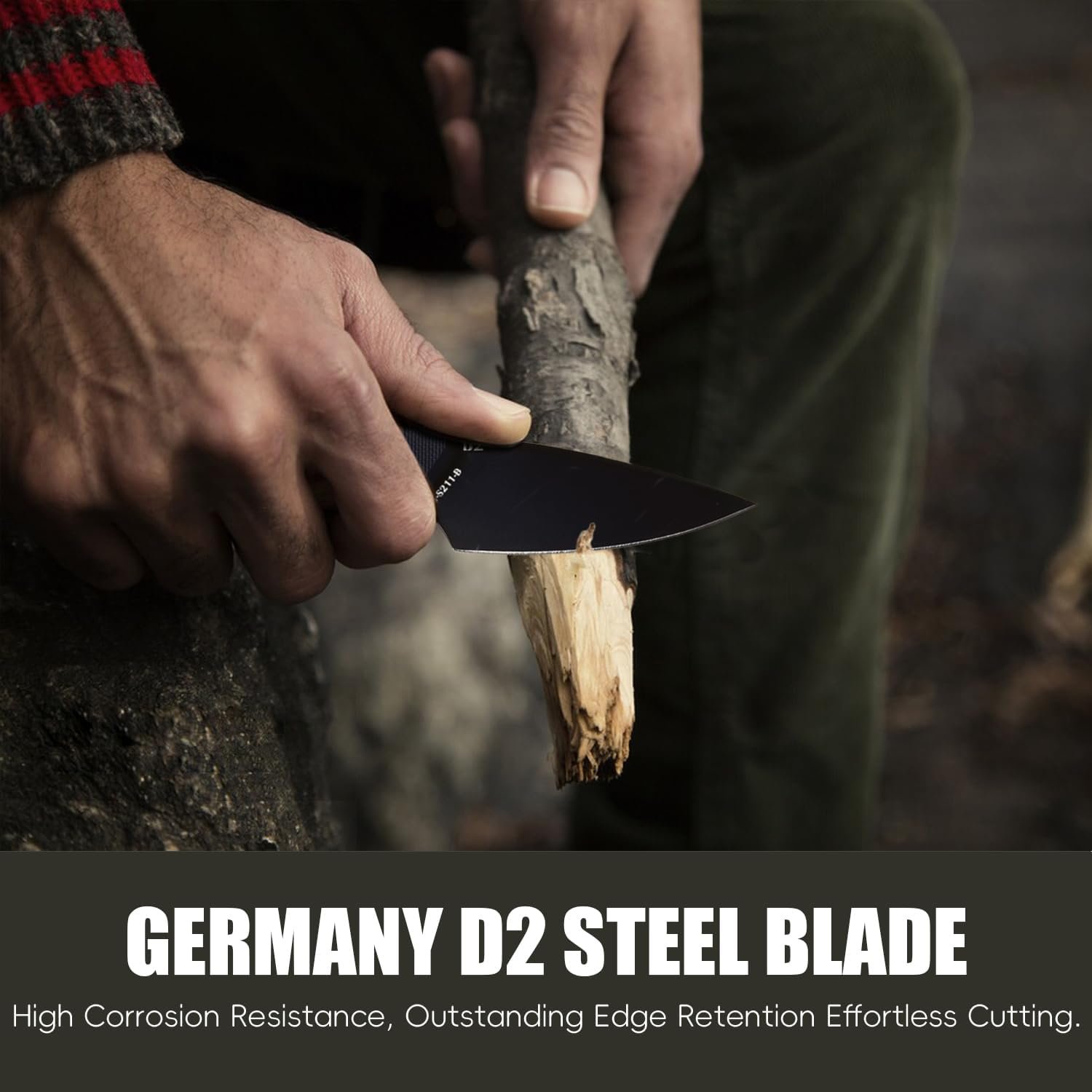 Cuchillo táctico EDC de hoja fija con funda y clip de hoja d - Imagen 3