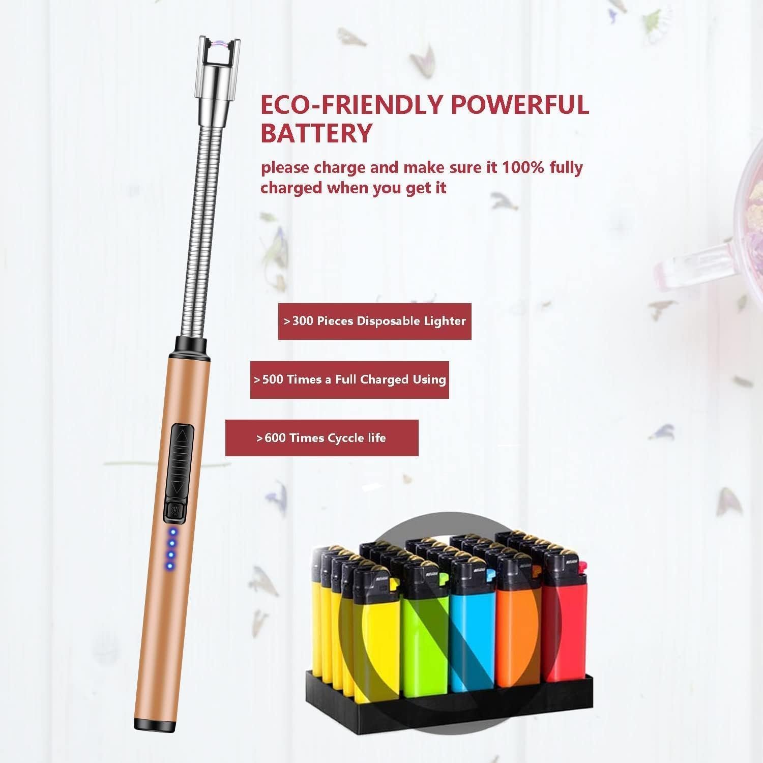 Encendedor de velas, paquete de 2 unidades, recargable por U - Imagen 4