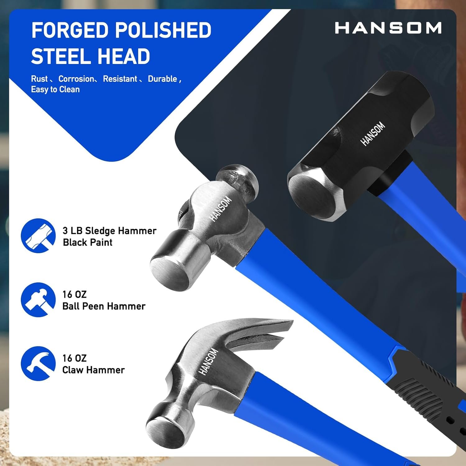 Juego de 5 martillos de goma, mazo de goma de 32 onzas, mazo - Imagen 2