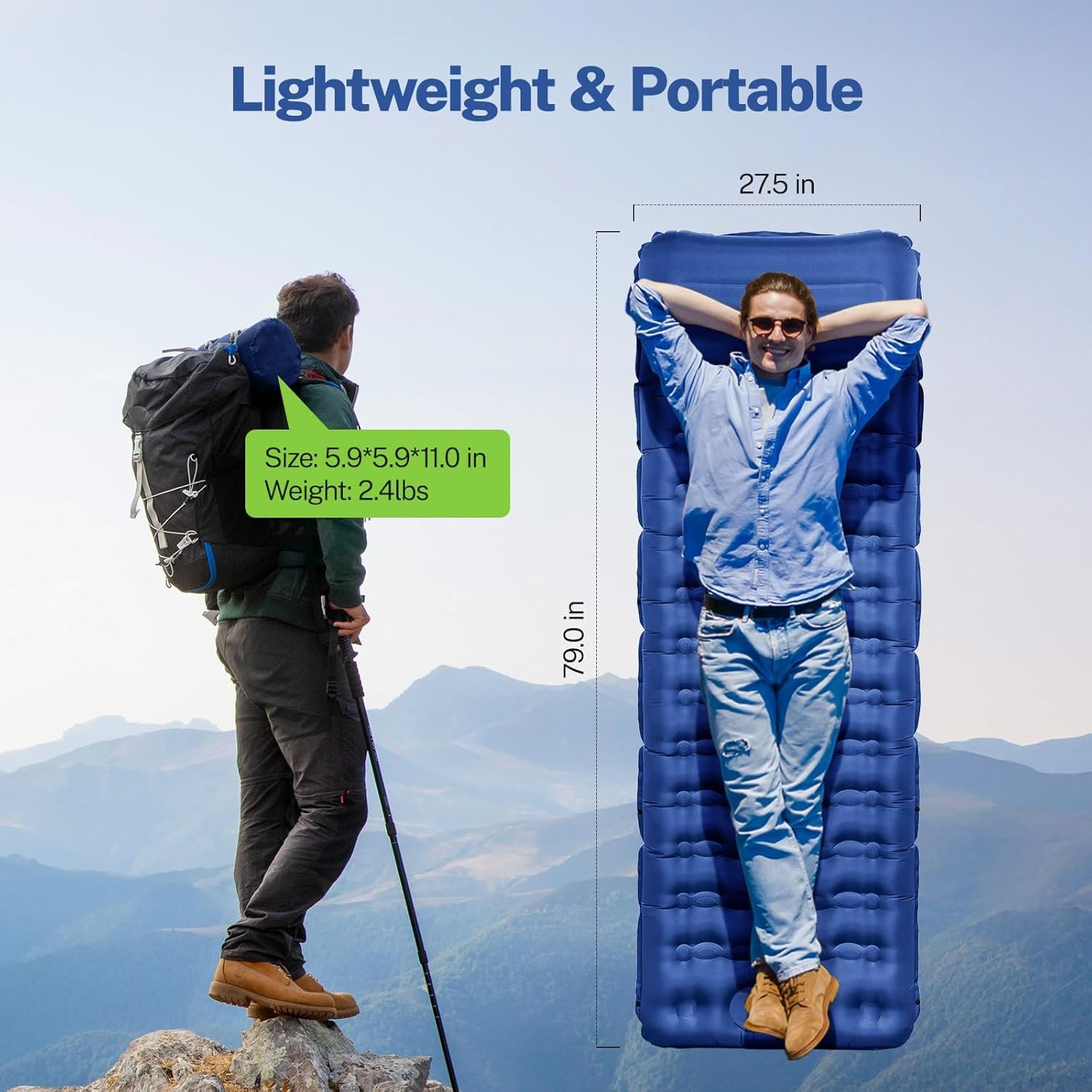 OGERY Colchoneta de dormir para campamento, almohadilla de d - Imagen 2