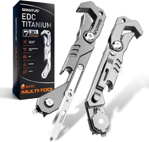 EDC Multitool 7 en 1 con cuchillo, llave, cuchillo plegable,
