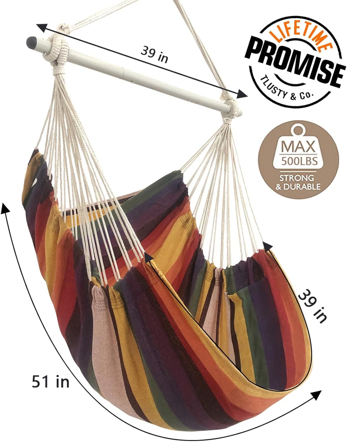 MIZTLI Hamaca para interior y dormitorio, con barra separado - Imagen 4