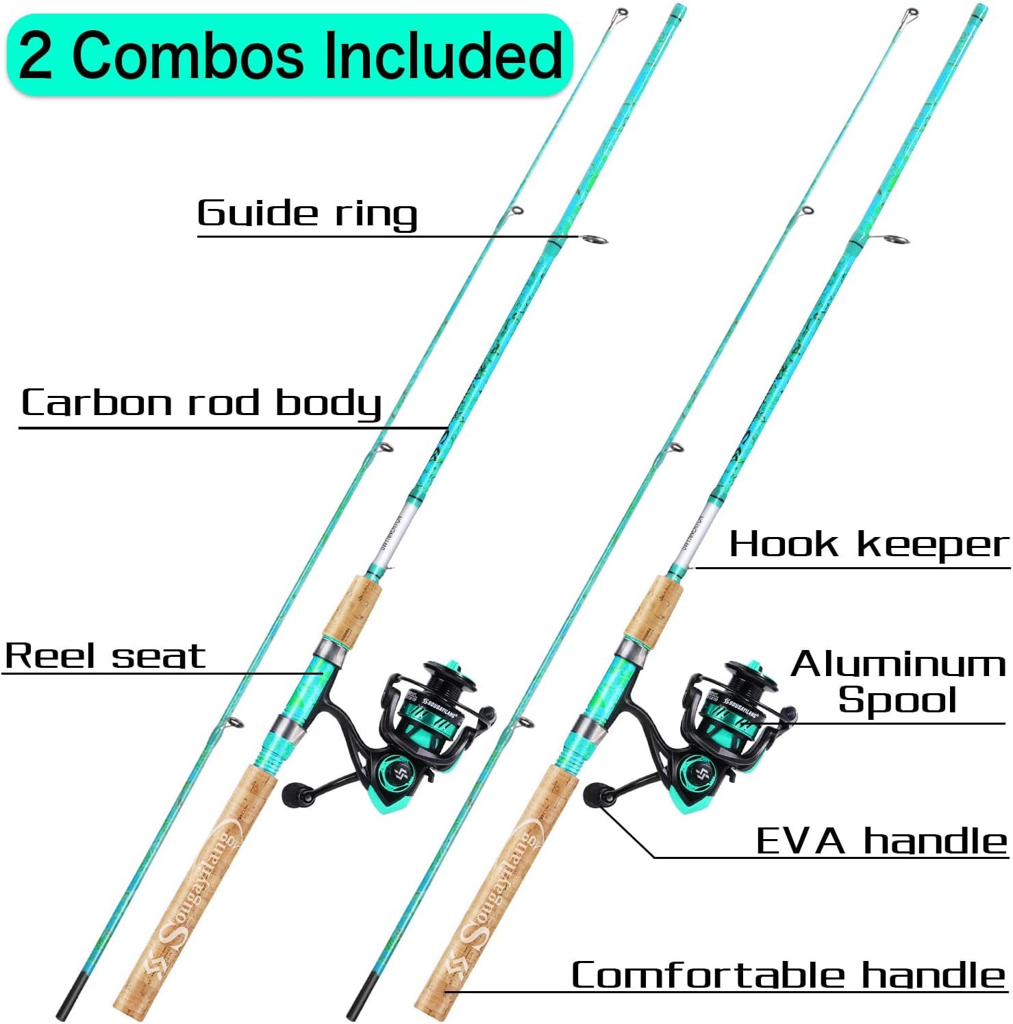 Sougayilang Combo de caña de pescar y carrete, 2 piezas de 5 - Imagen 3