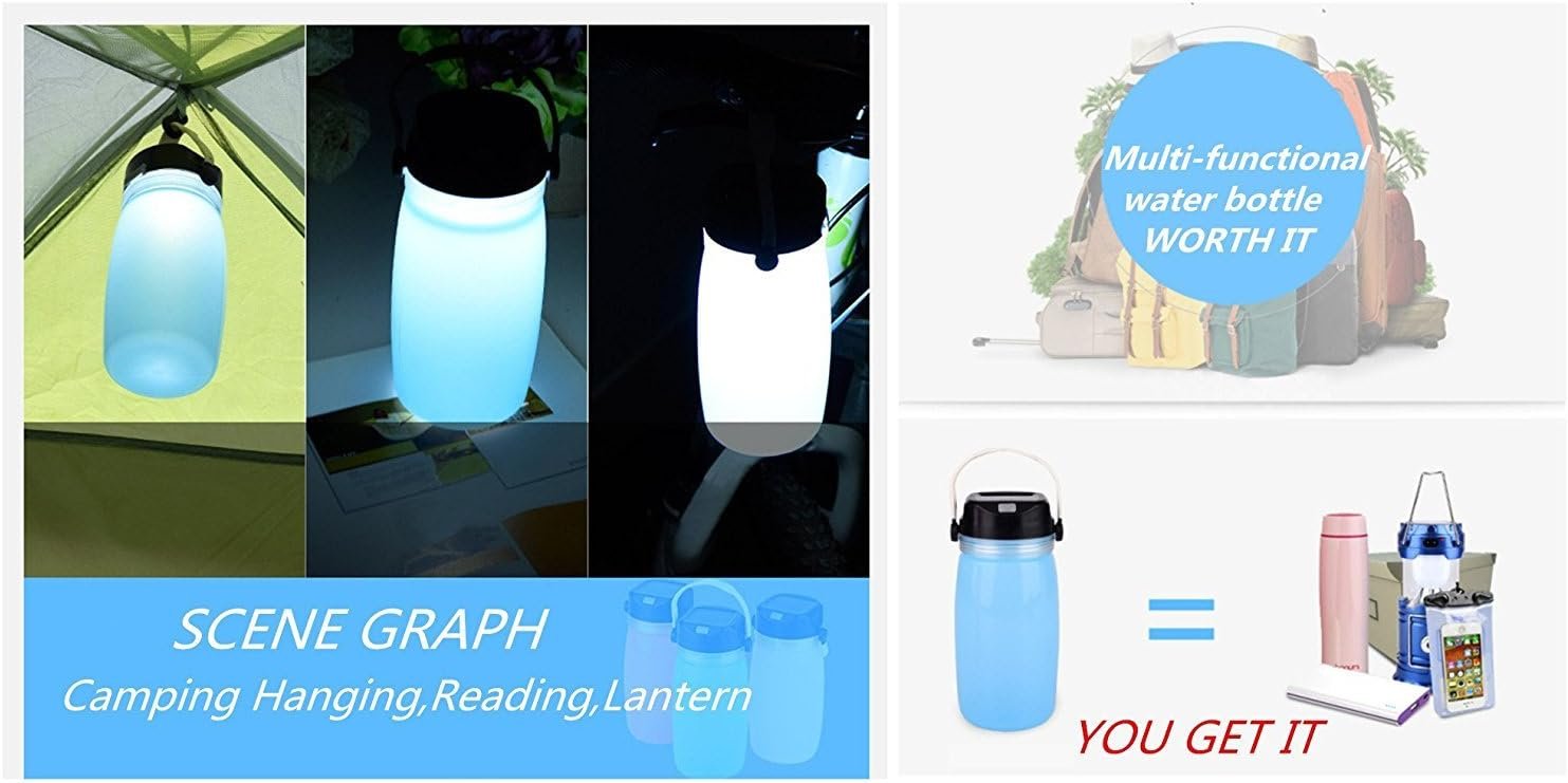 Botella de linterna solar, luces solares LED, plegable, de s - Imagen 6