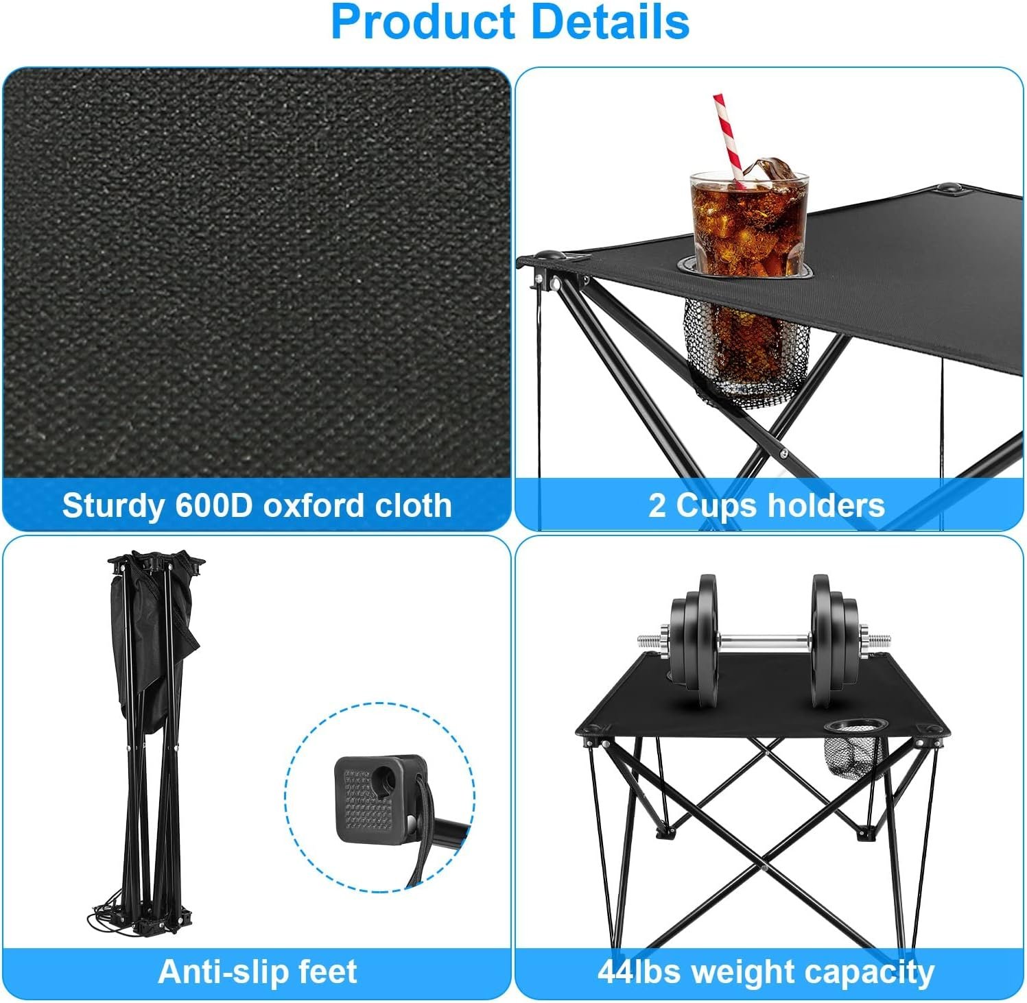 Mesa auxiliar plegable para campamento, mesa de campamento p - Imagen 5