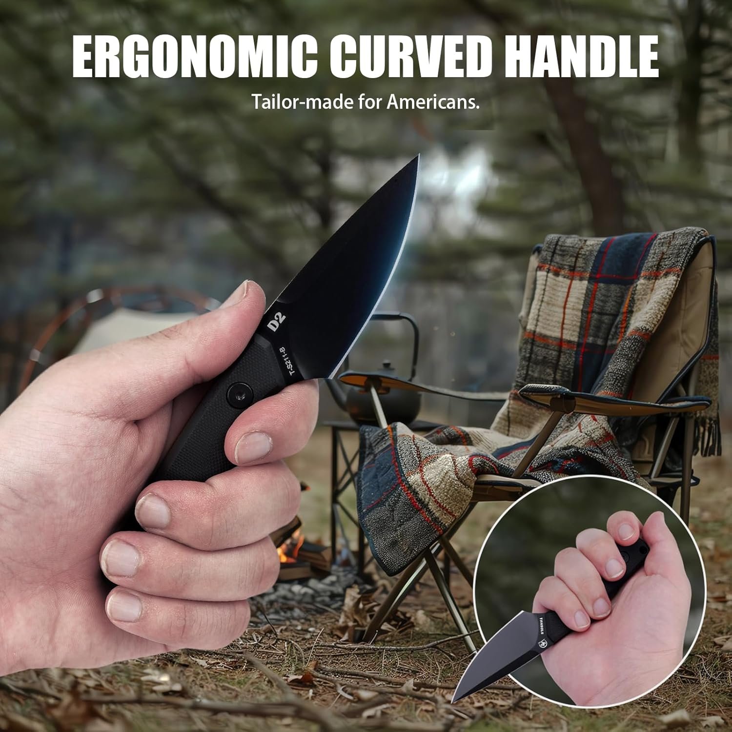 Cuchillo táctico EDC de hoja fija con funda y clip de hoja d - Imagen 4