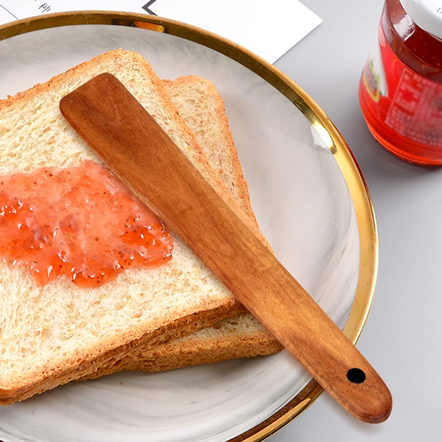 Espátula de madera de teca de 12 pulgadas para cocinar, uten - Imagen 2