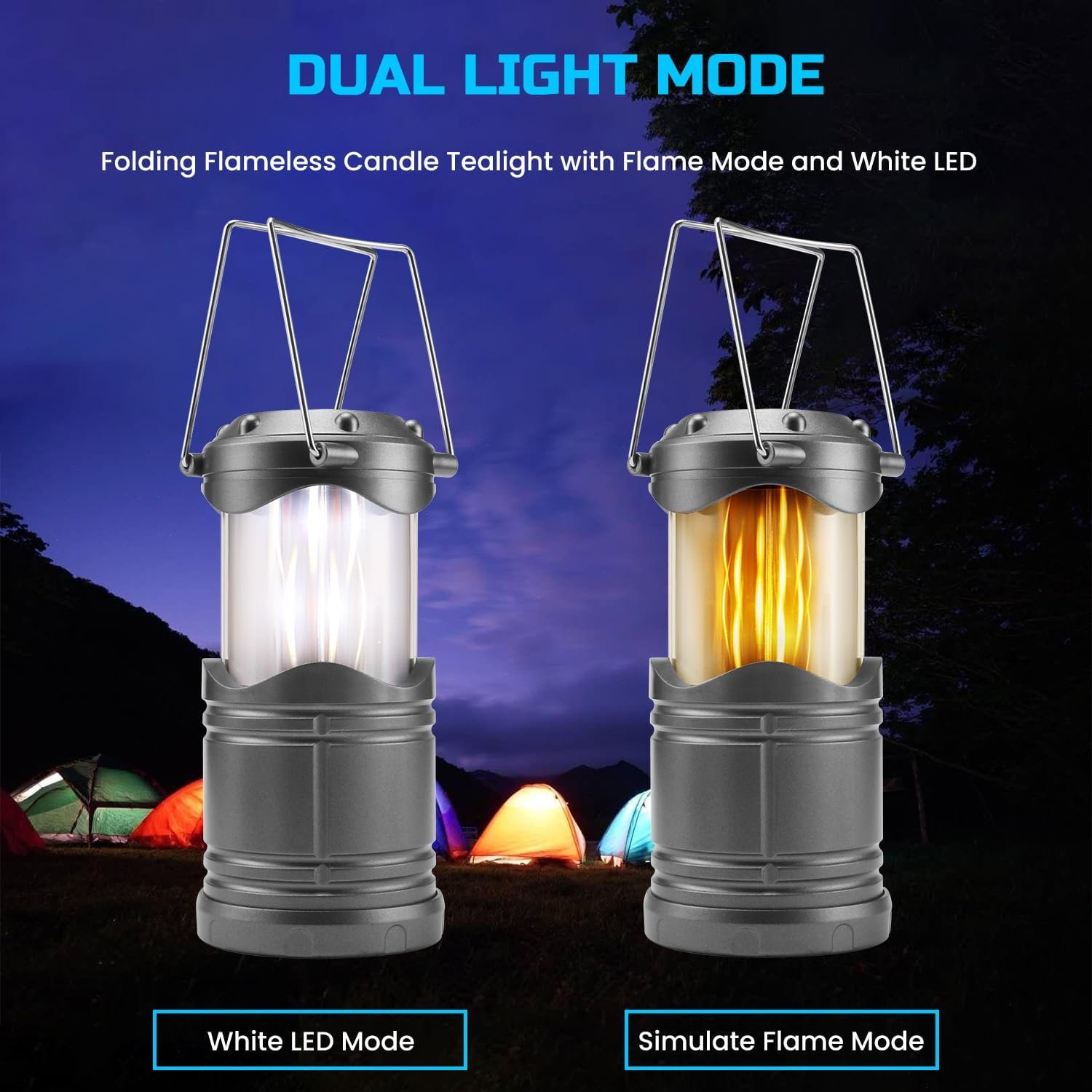 Lichamp Paquete de 4 linternas LED para campamento, velas pl - Imagen 2