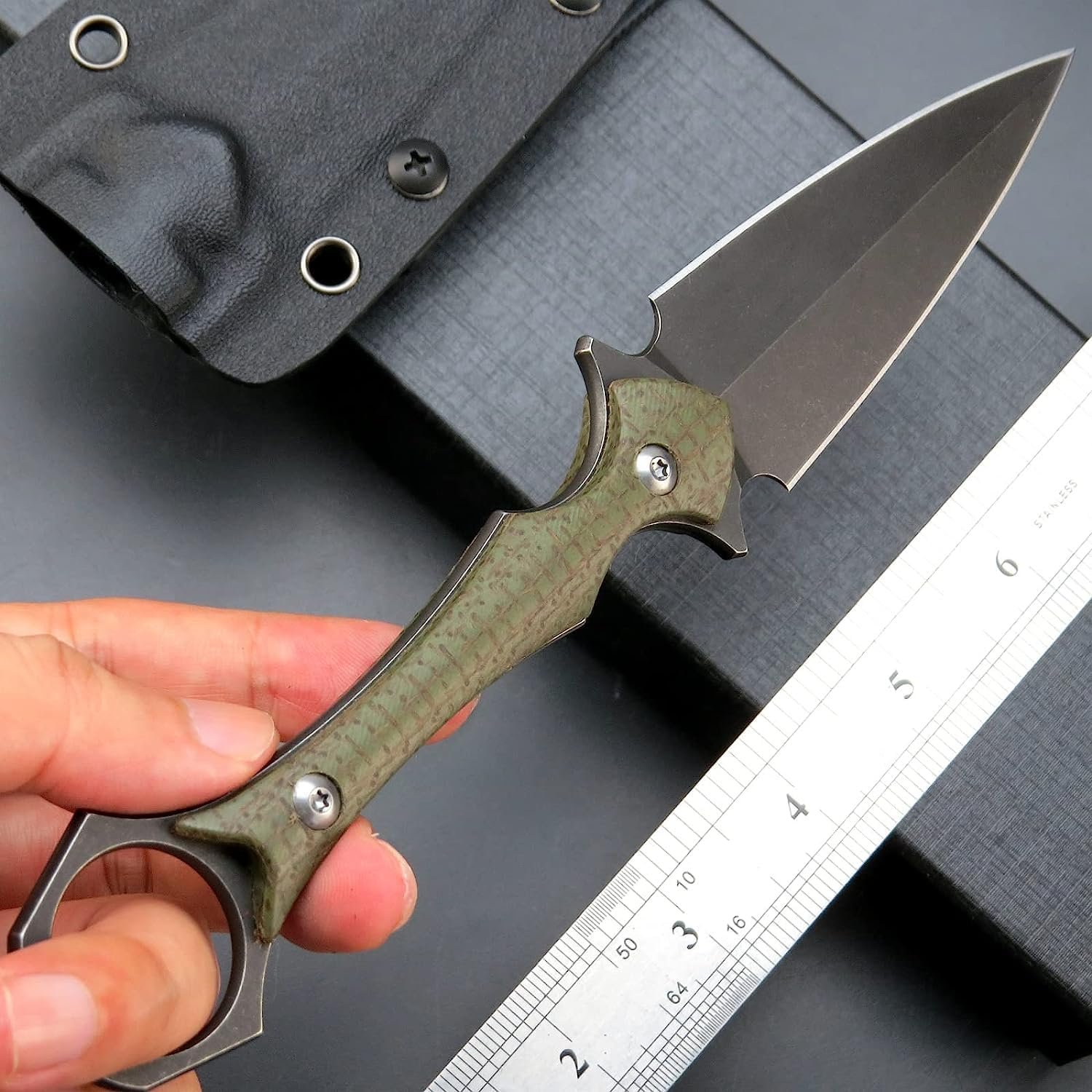 GTK292 Cuchillo de hoja fija D2 Hoja de acero Micarta Mango - Imagen 6