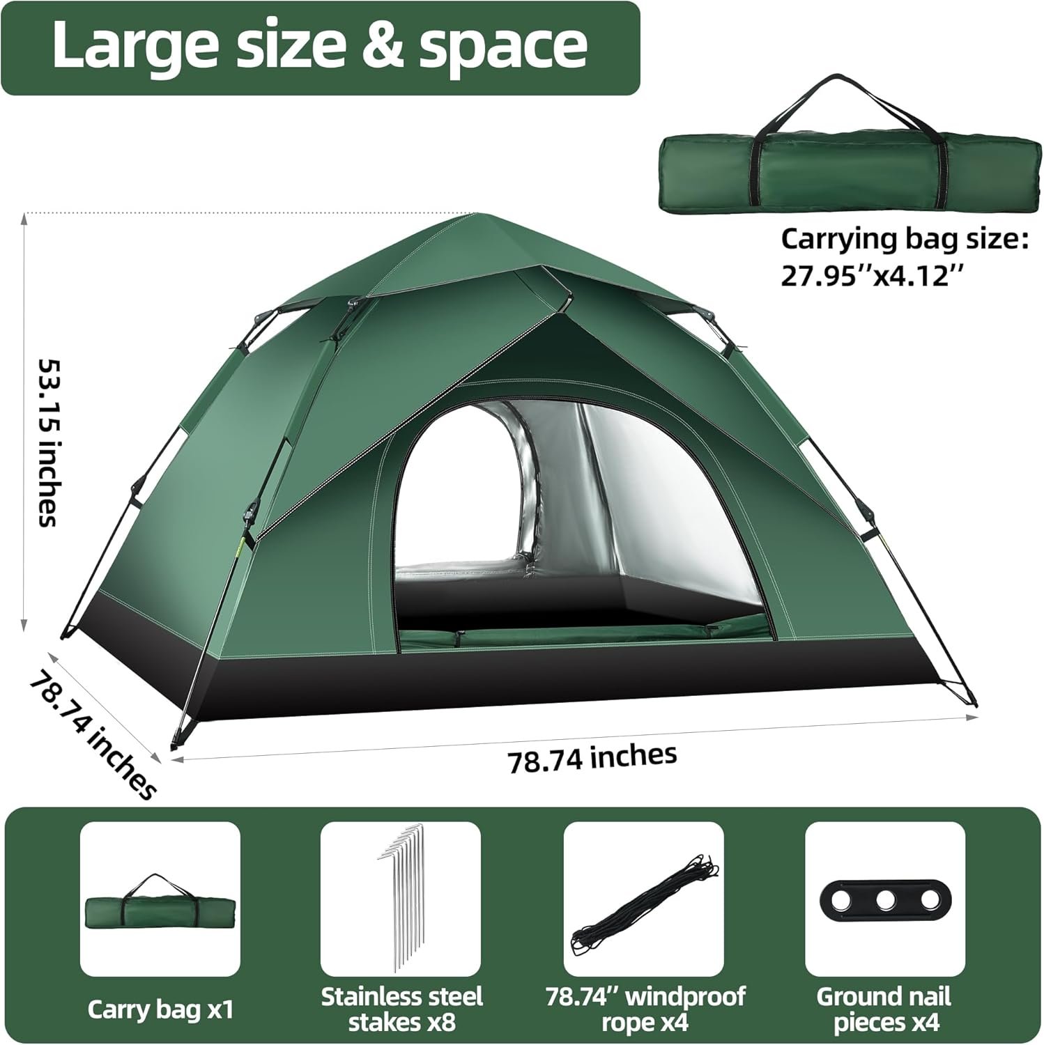 Tienda de campaña desplegable instantánea para 1-2 personas, - Imagen 3