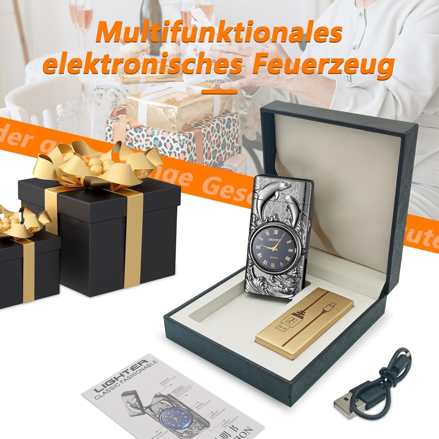 YOZWOO Encendedor de plasma con reloj y linterna | 3 en 1 US - Imagen 6