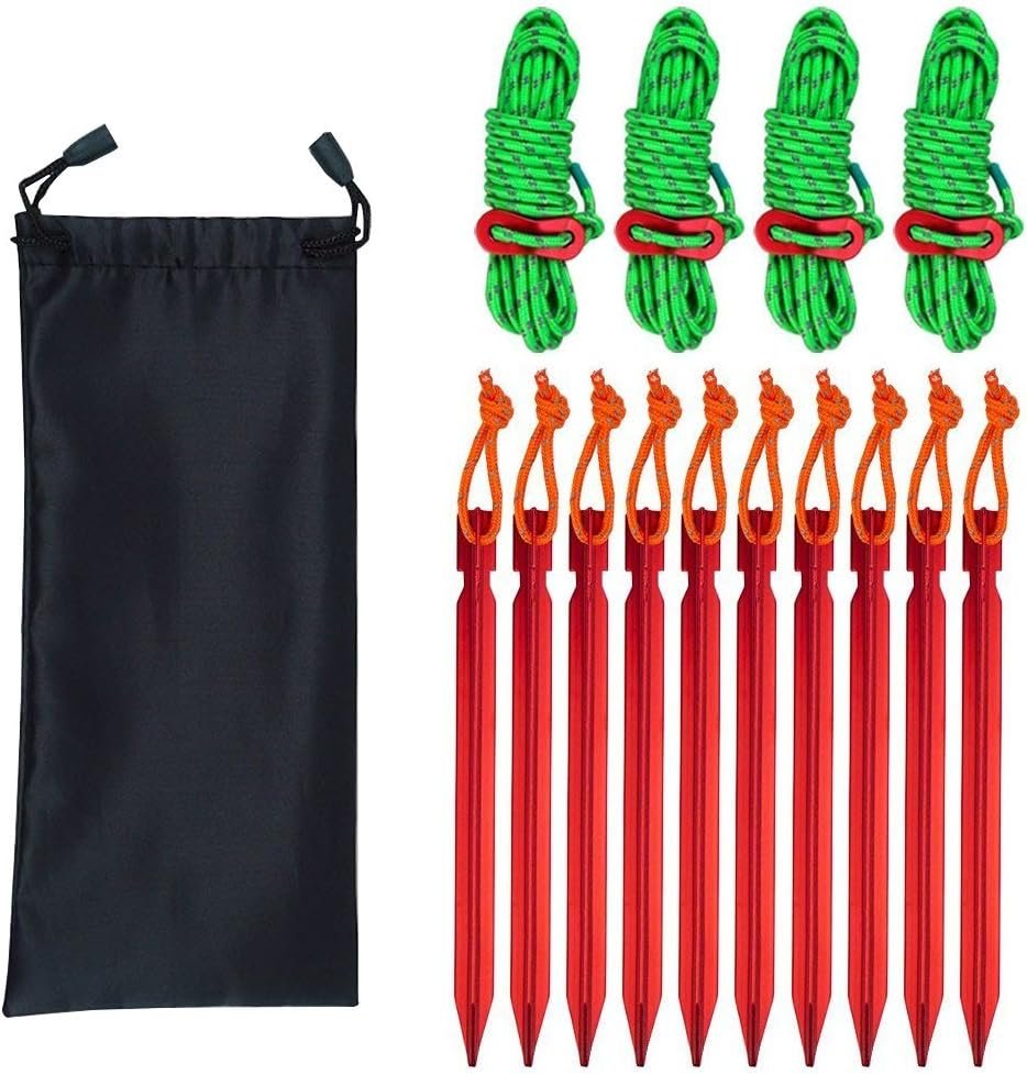 SourceTon Paquete de 10 estacas para tienda de campaña con 4