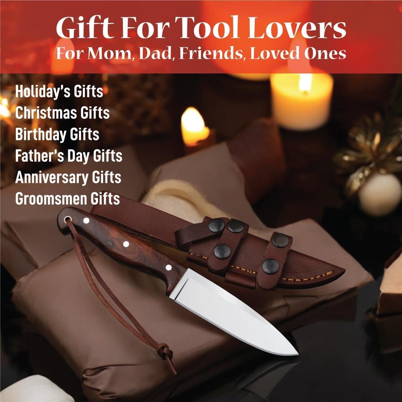 Cuchillo de desollar de acero D2 hecho a mano con funda de c - Imagen 5