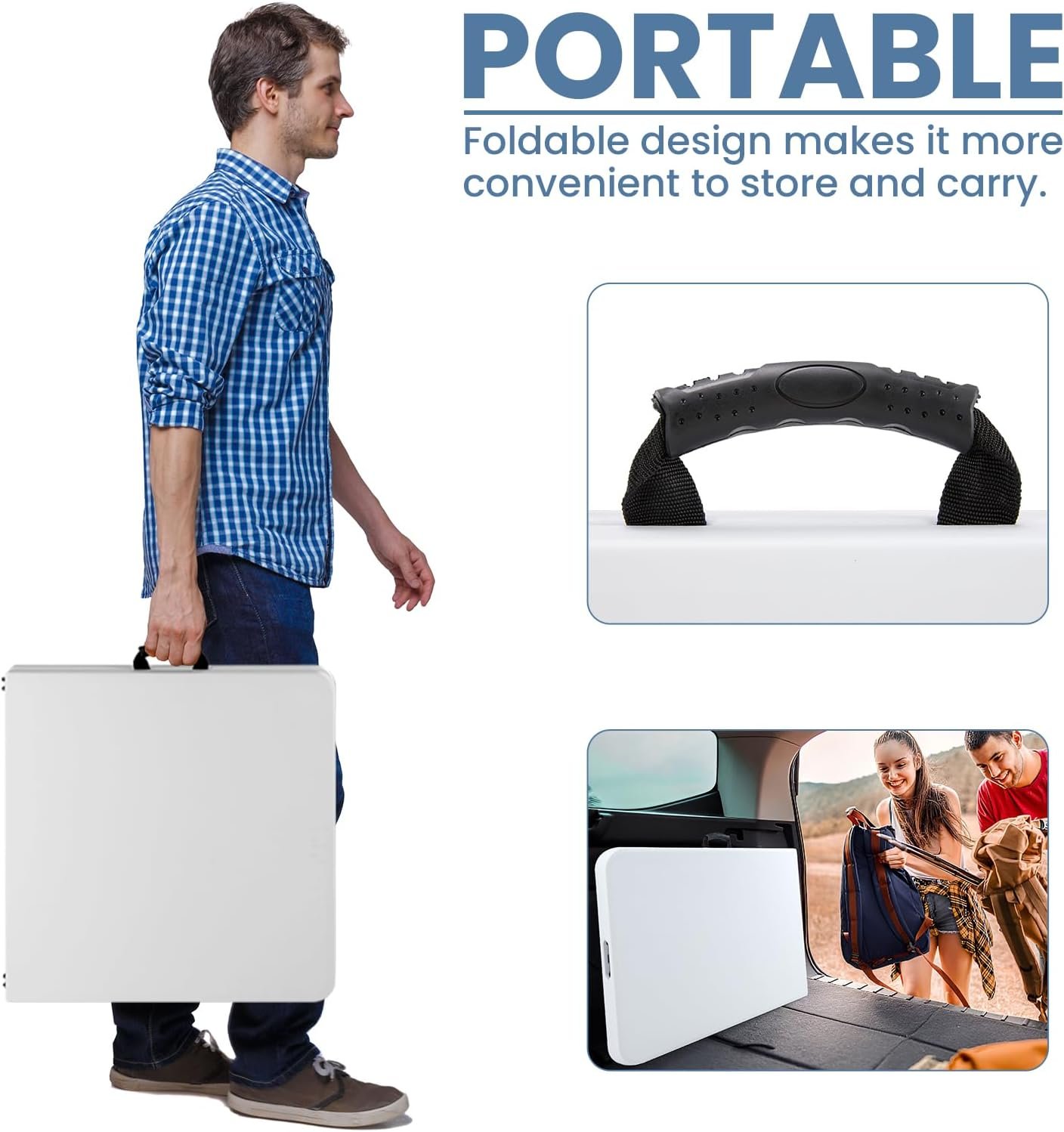 DUMOS Mesa plegable de plástico de 4 pies, para interiores y - Imagen 5