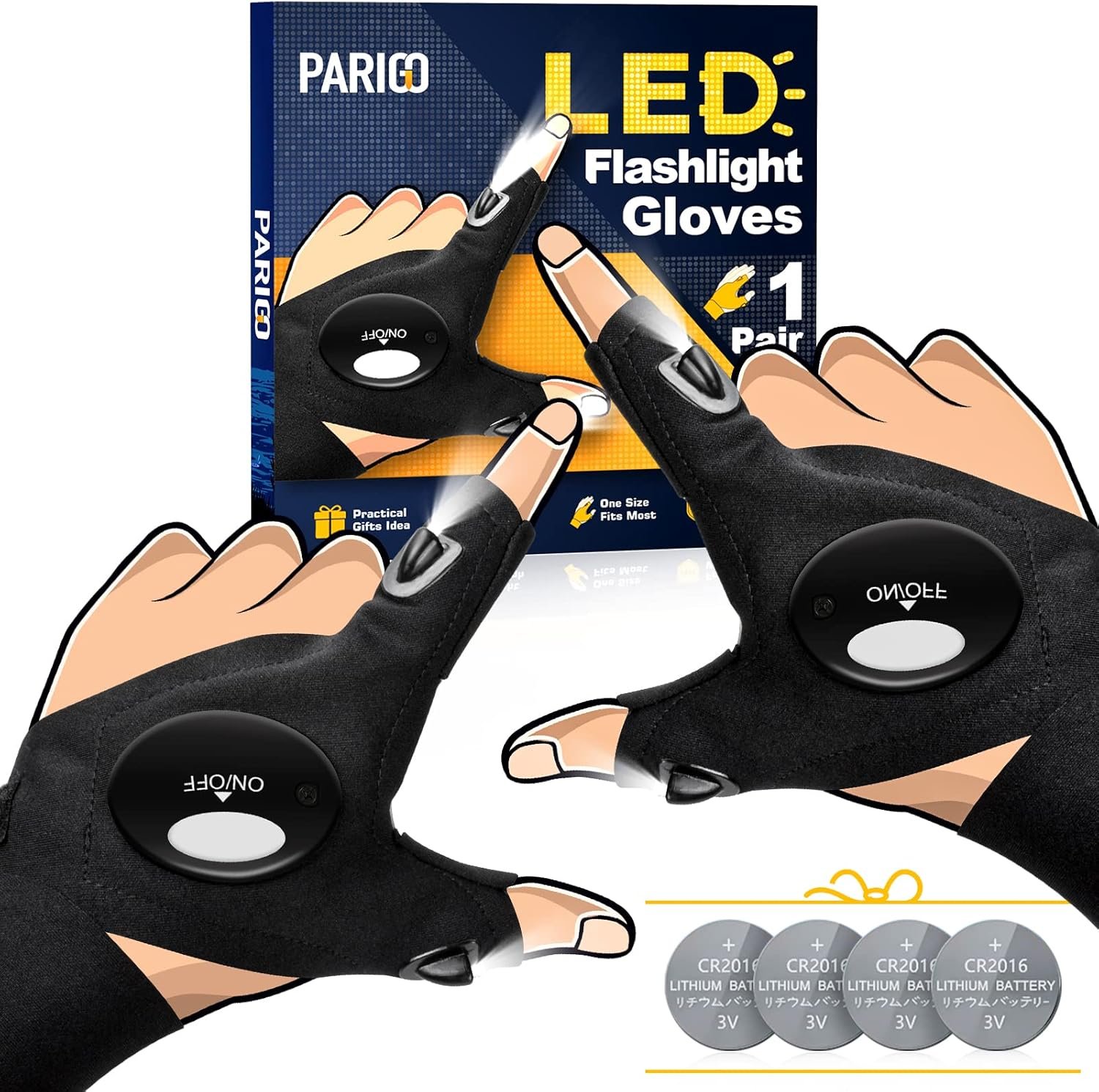PARIGO Guantes de linterna LED, novedosos rellenos de calcet
