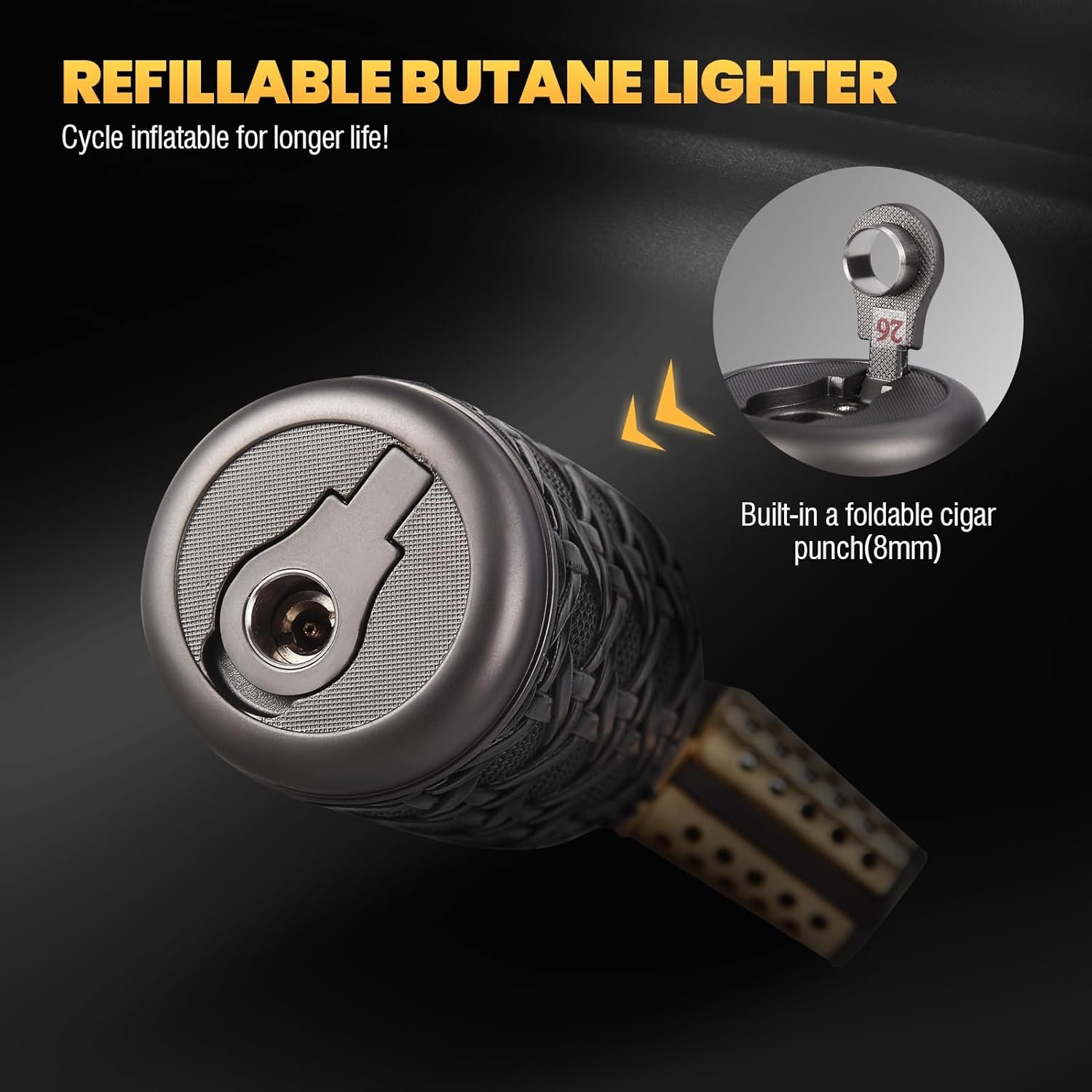 Encendedor de butano, encendedor de antorcha recargable ajus - Imagen 4