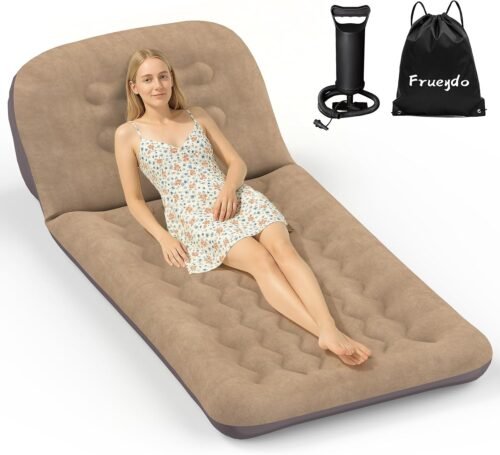 Colchón inflable de aire individual para acampar con respald