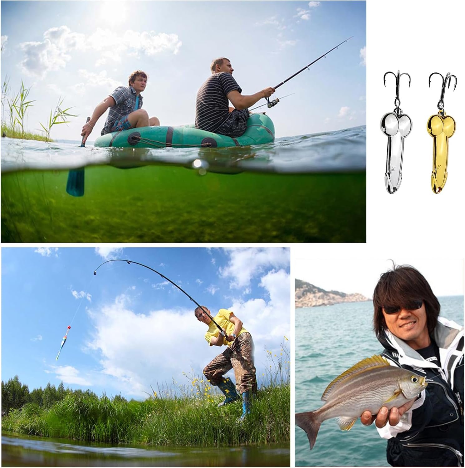 4Pcs Funny Fishing Lures, Top Water Bass Fishing Lure, Bass - Imagen 7