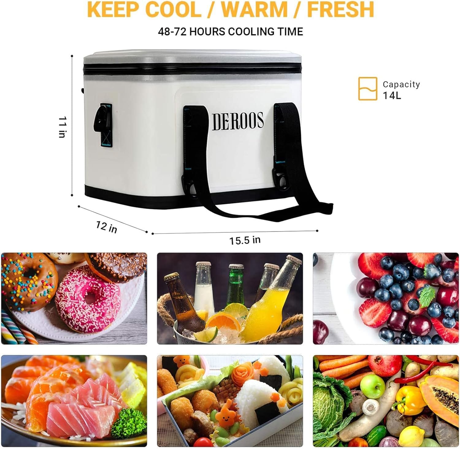 DEROOS - Bolsa enfriadora suave de 18/27/35 latas, 72 horas, - Imagen 2
