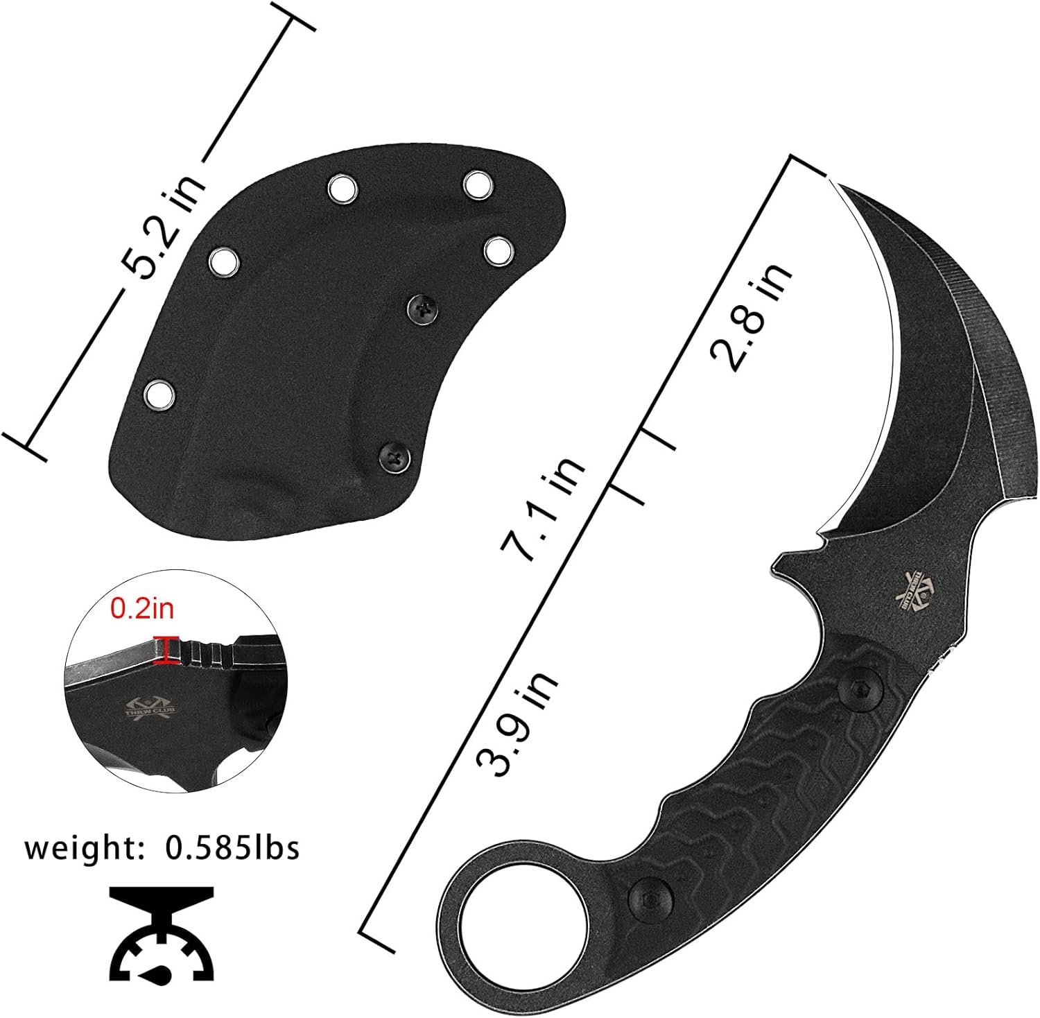 Cuchillo Karambit, hoja fija Karambit, cuchillo de garra, ho - Imagen 2