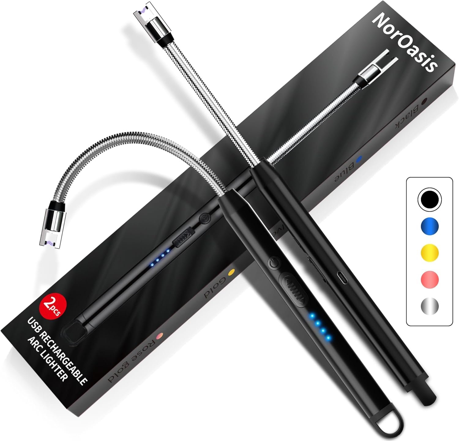 Paquete de 2 encendedores eléctricos recargables, sin llama,