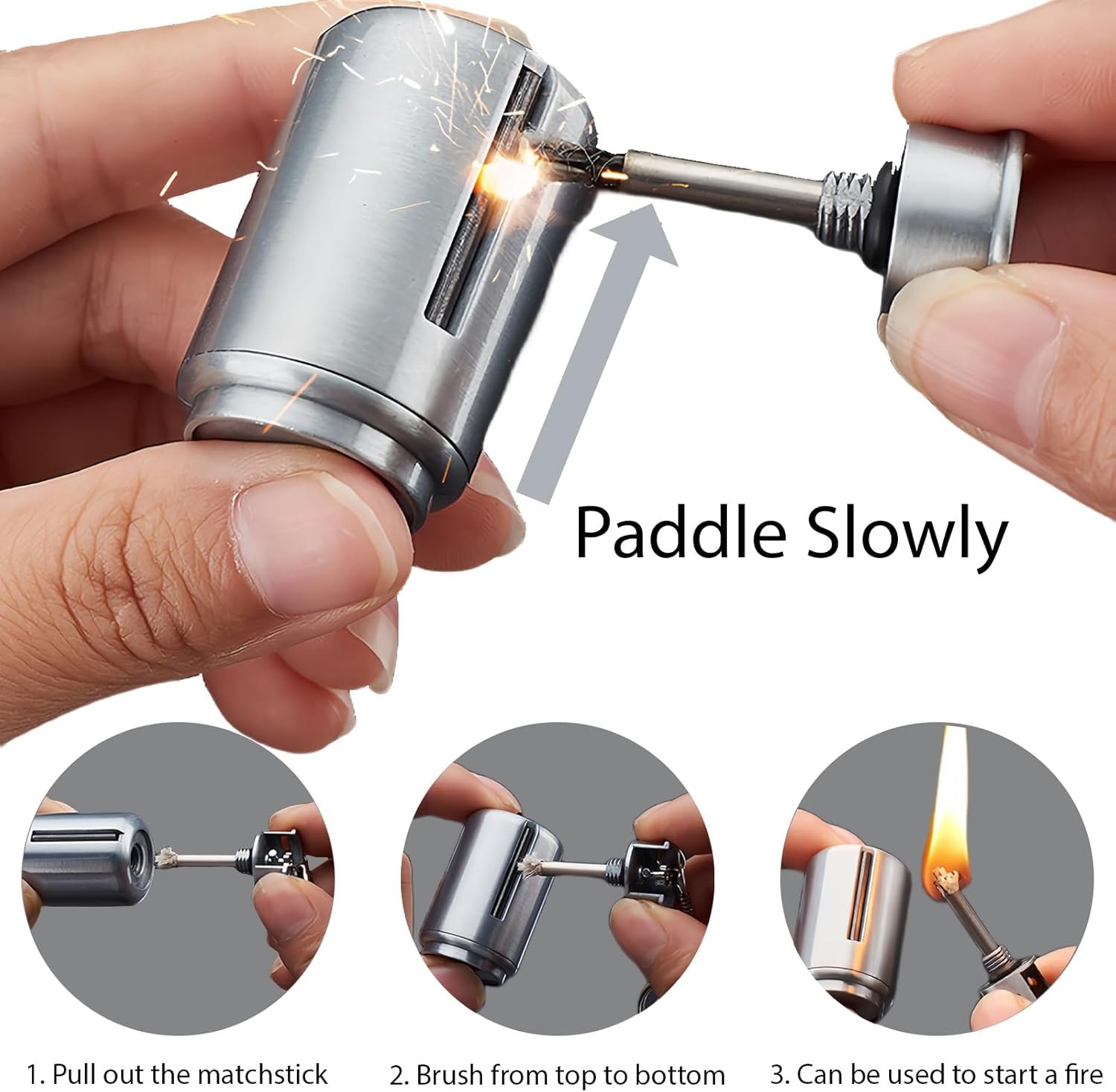 Encendedor de fósforo permanente, compacto y portátil, encen - Imagen 4