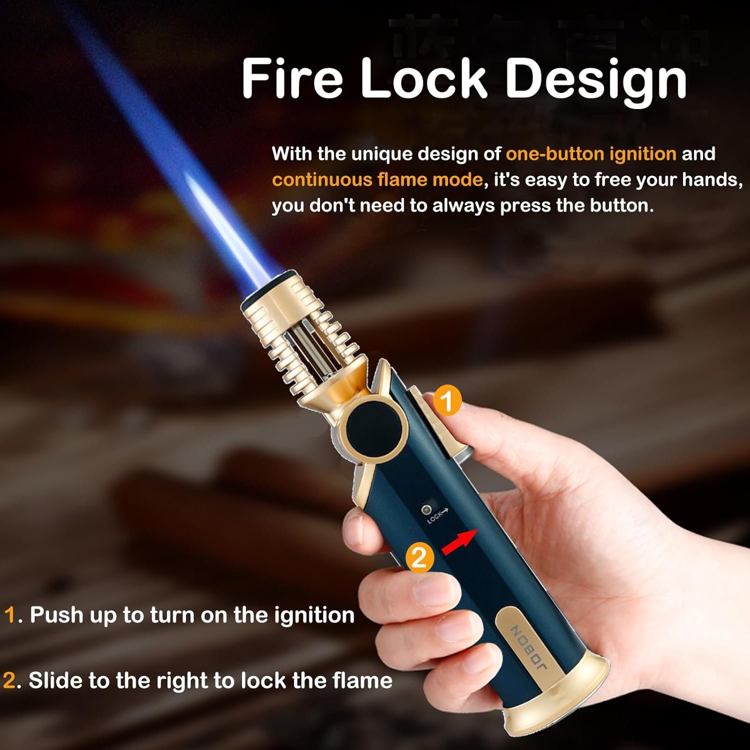 DOUBFIVSY Encendedor de butano, soplete de cocina recargable - Imagen 4