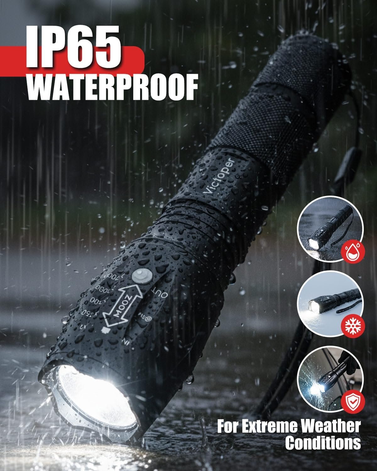 Victoper Paquete de 2 linternas LED, linterna táctica brilla - Imagen 6
