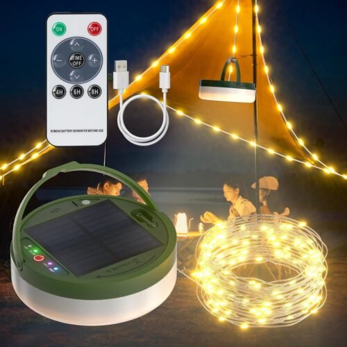 SoulBay Guirnalda de luces solares para campamento exterior,