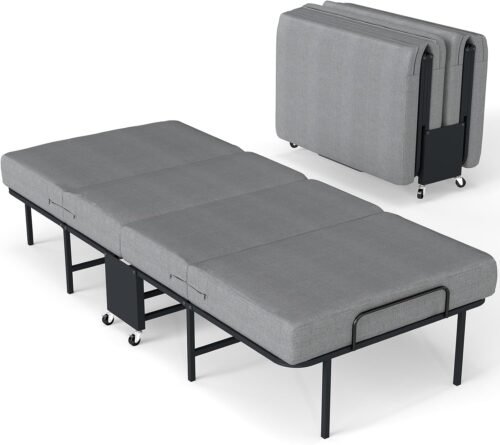 Cama plegable con colchón para adultos, cama plegable portát