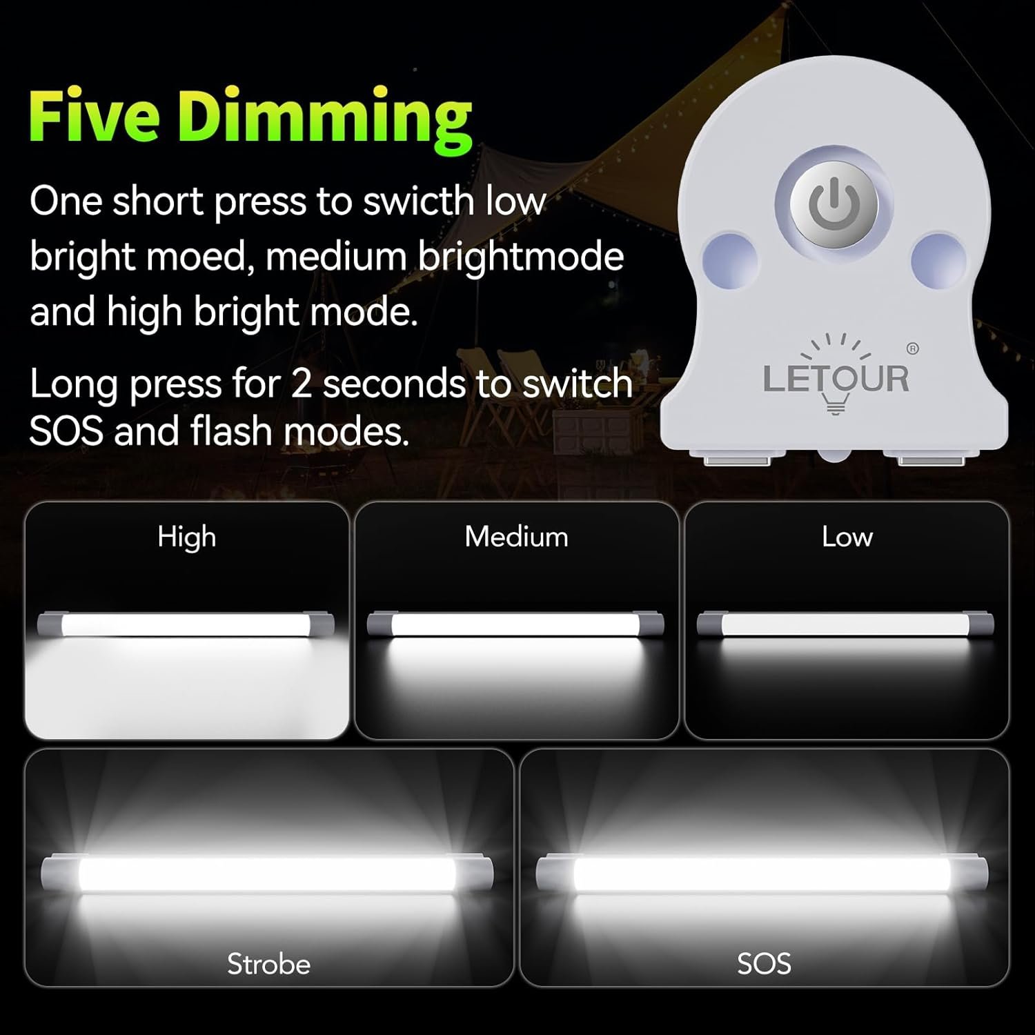 LETOUR Tubo LED de luz magnética, luces de trabajo 6000 lúme - Imagen 4