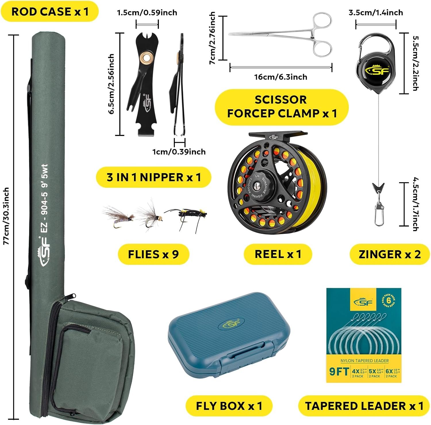 SF Kit de iniciación de caña de pescar con mosca, acabado de - Imagen 2