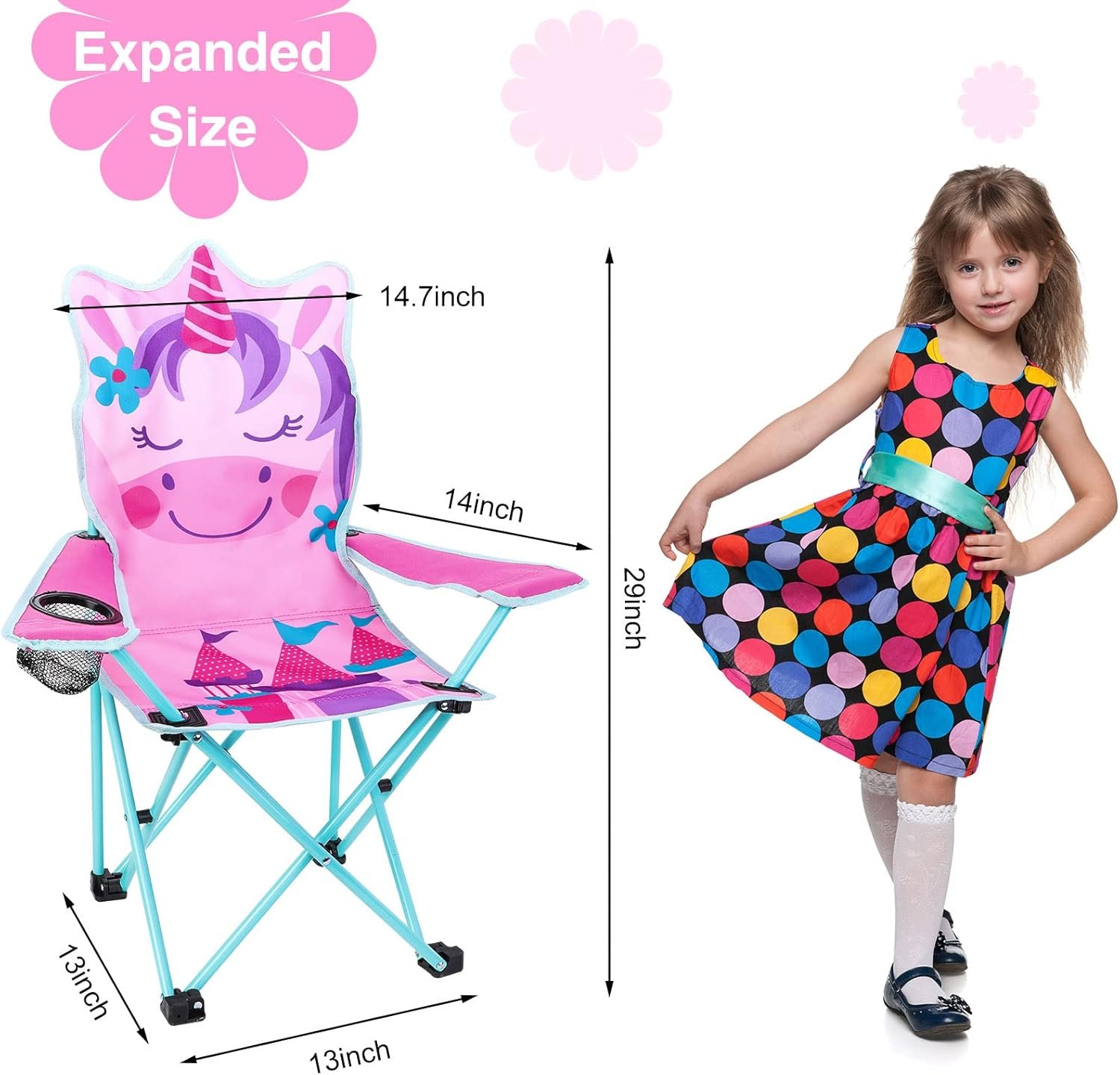 KABOER Silla plegable para césped y camping para niños con p - Imagen 2