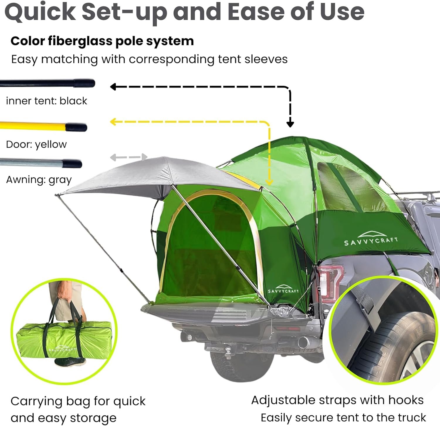 Savvycraft Tienda de Campaña para Camioneta Pickup de Tamaño - Imagen 4