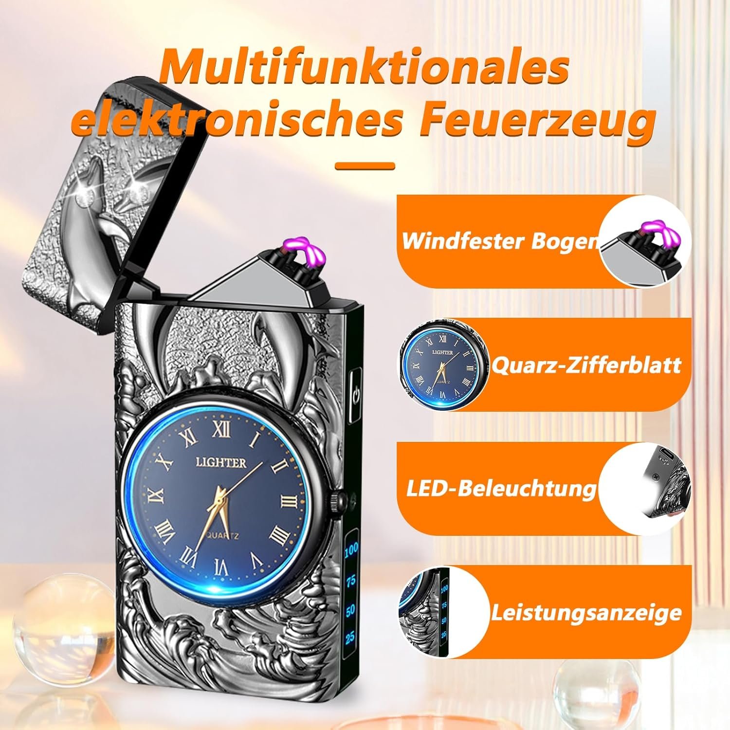 YOZWOO Encendedor de plasma con reloj y linterna | 3 en 1 US - Imagen 3
