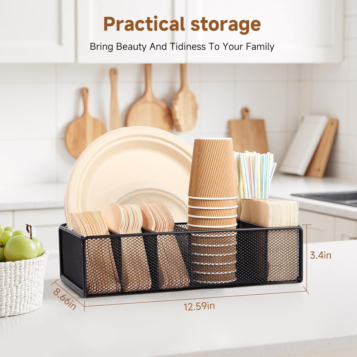 Organizador de platos de papel para encimera de cocina, orga - Imagen 5