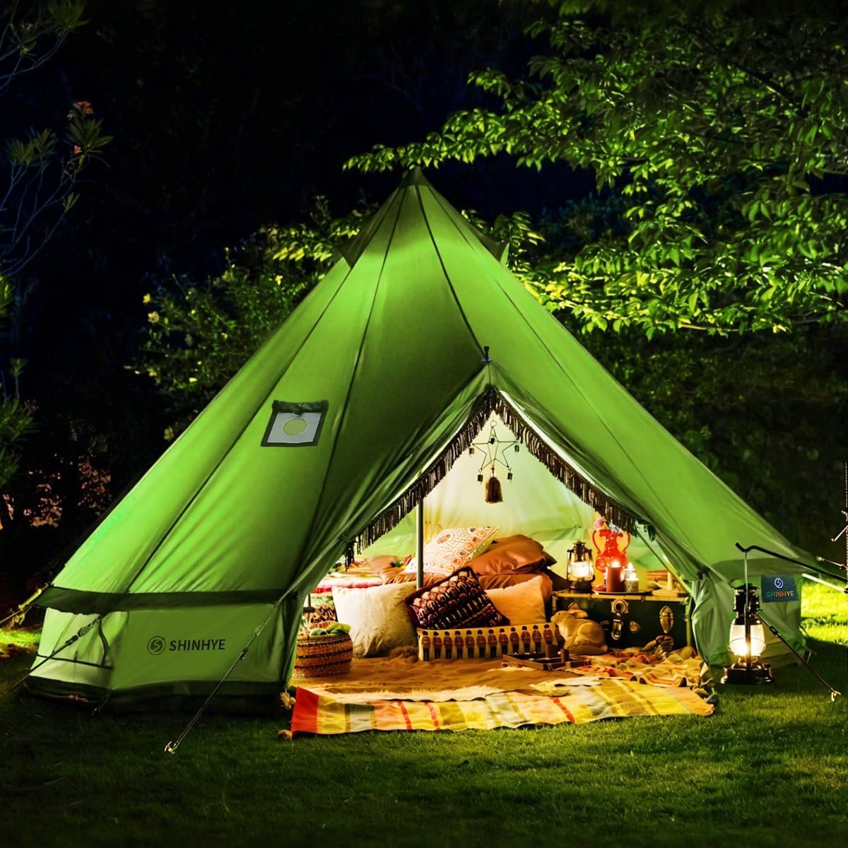 Tienda de campaña de yurta de lona con gato de estufa, tiend - Imagen 5