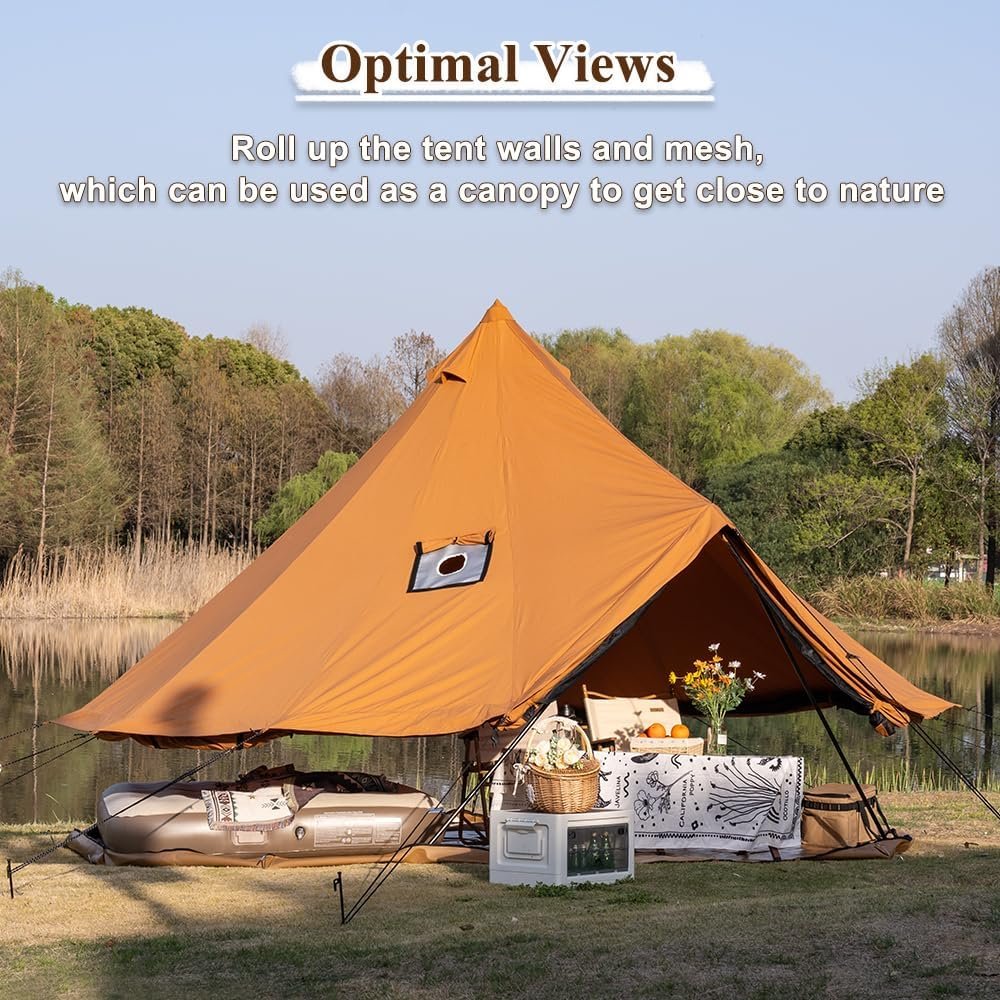 TOMOUNT Tienda de campaña de lona con gato de estufa, uso pa - Imagen 3