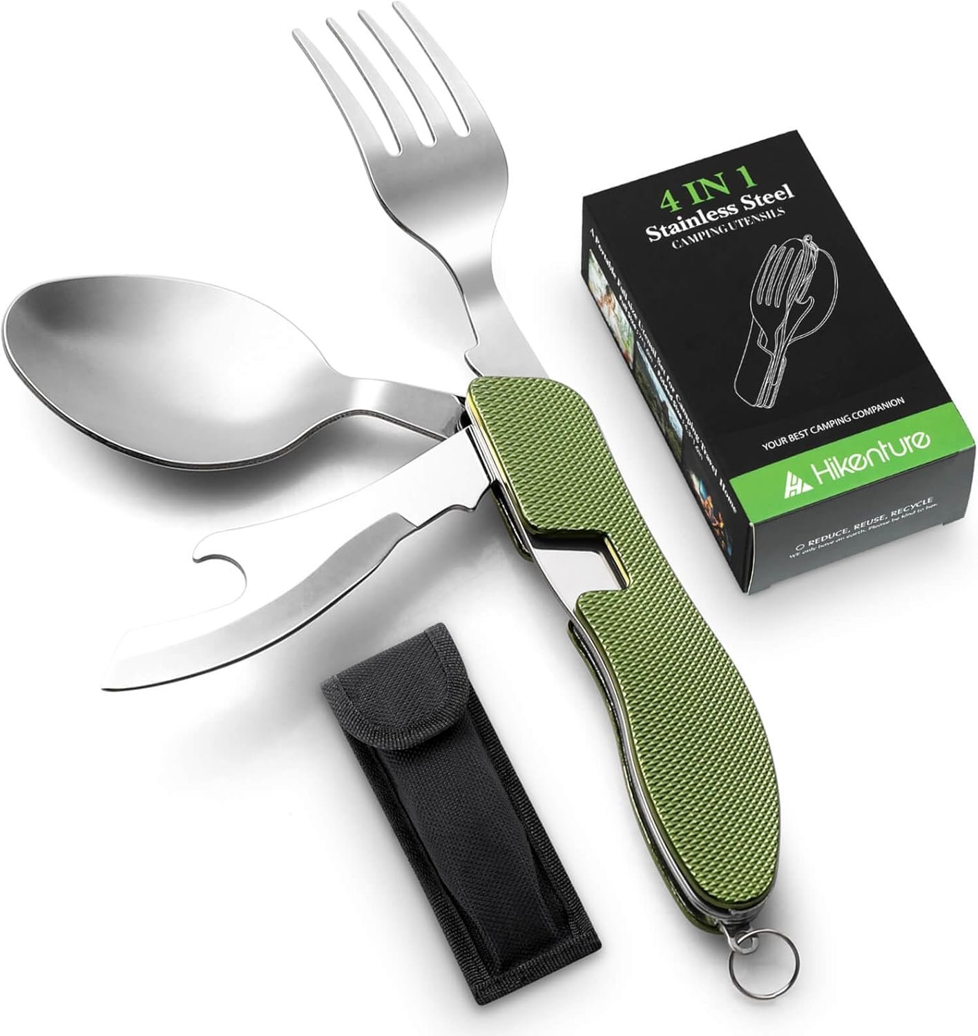 Utensilios para campamento, 4 en 1, tenedor, cuchillo, cucha