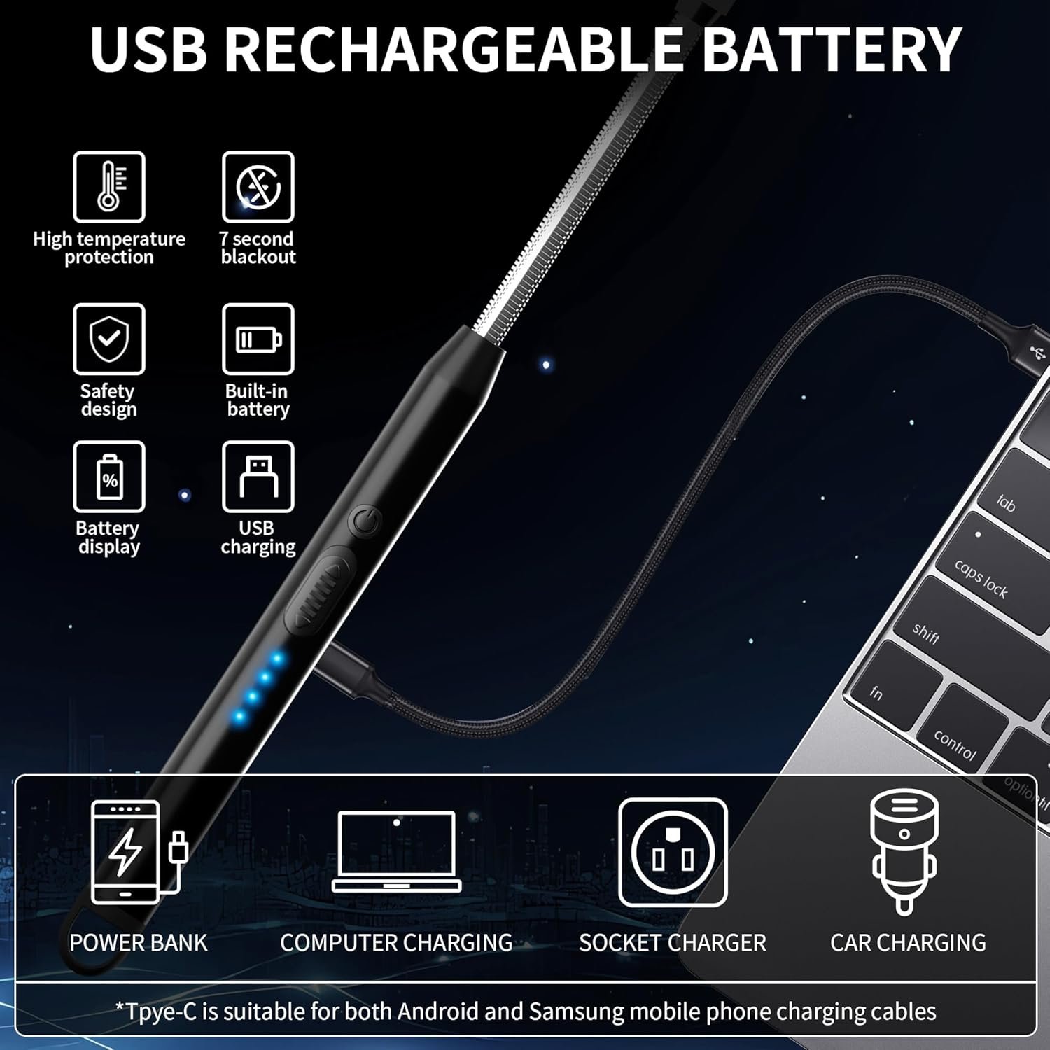 Paquete de 2 encendedores eléctricos recargables, sin llama, - Imagen 2