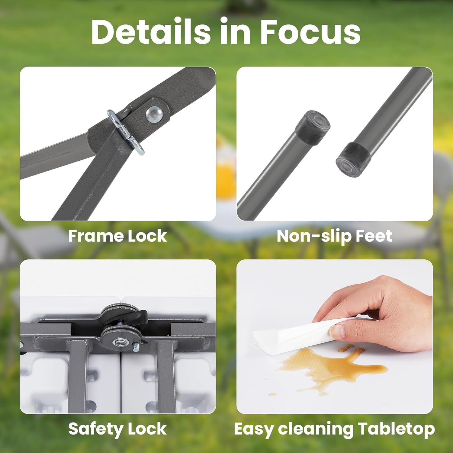 DUMOS Mesa plegable de plástico de 4 pies, para interiores y - Imagen 3