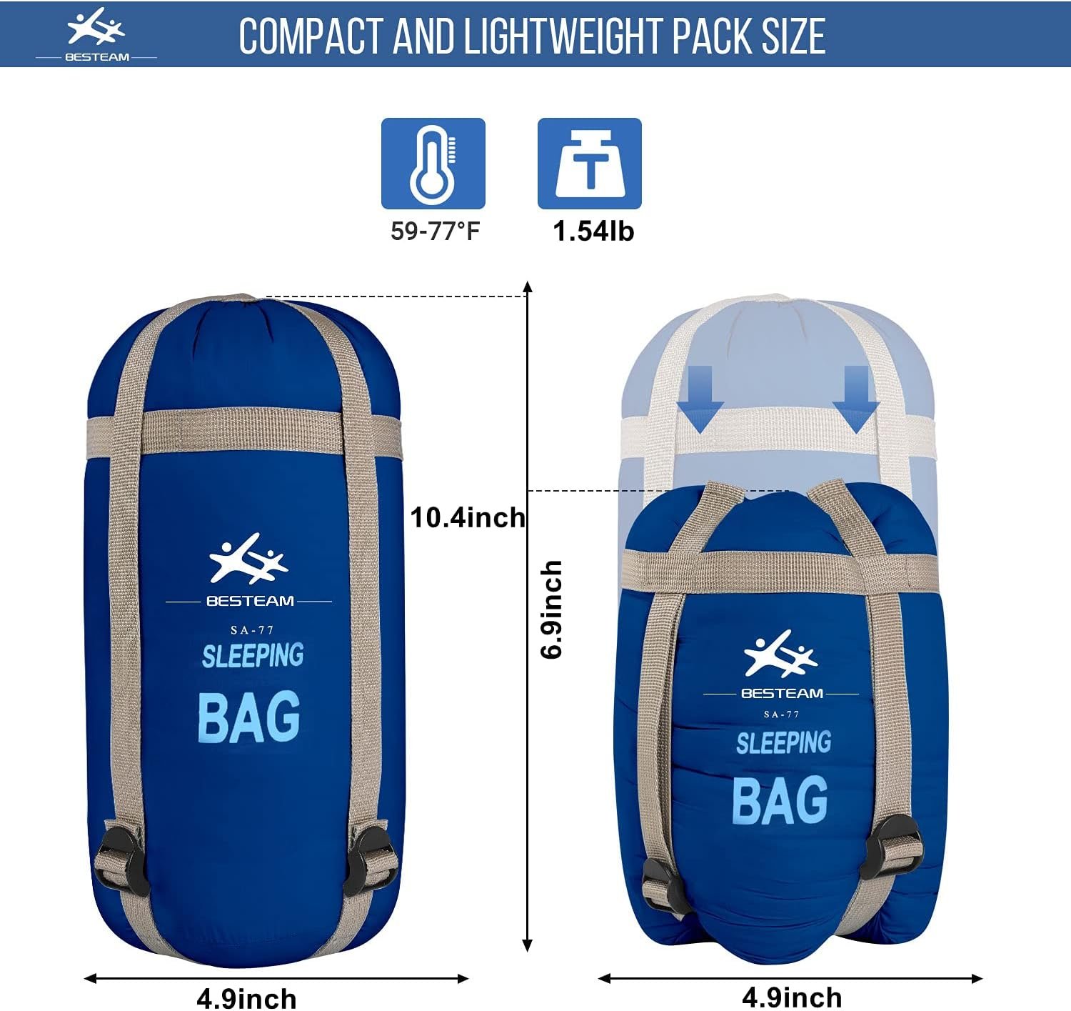 Saco de dormir para clima cálido, portátil, impermeable, com - Imagen 2
